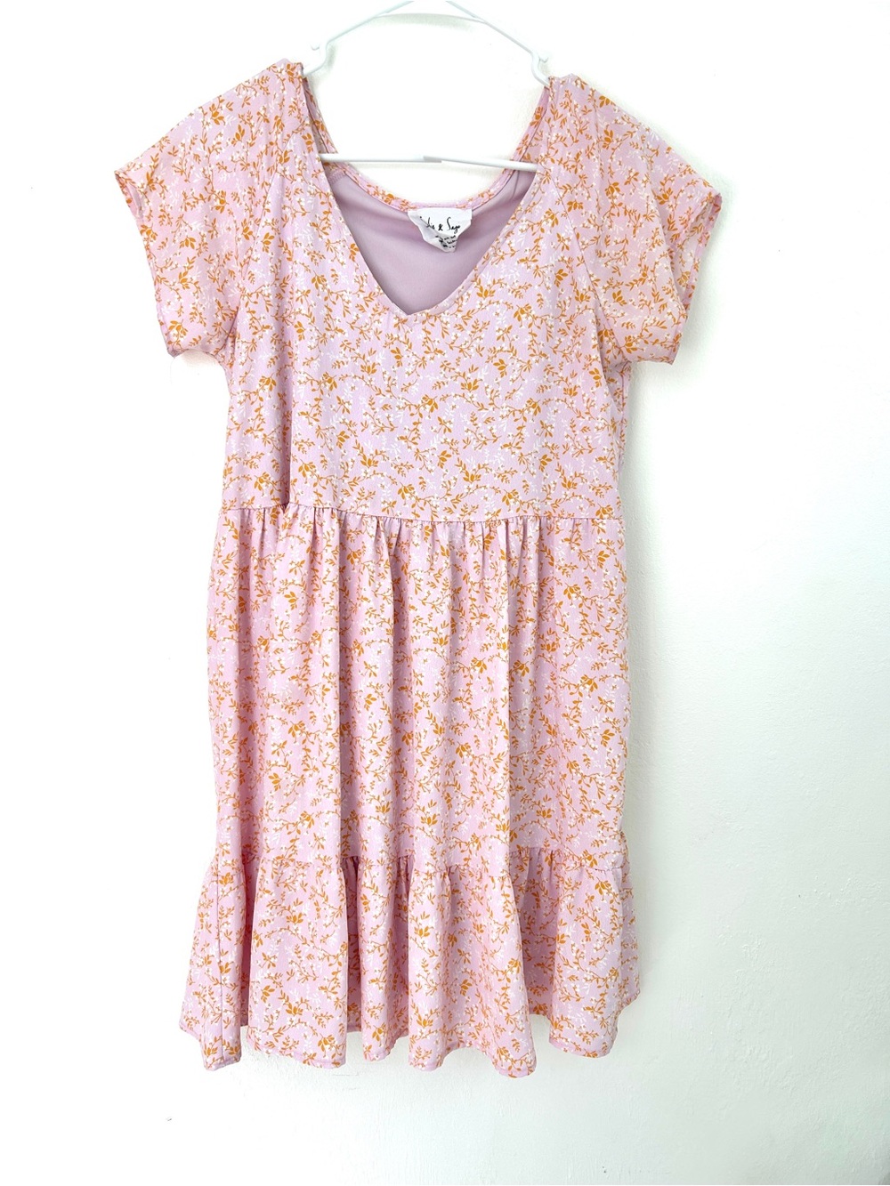 Sadie Sage Anthropologie Babydoll Dress Sz S Tiered Fairy Floral Cottagecore
